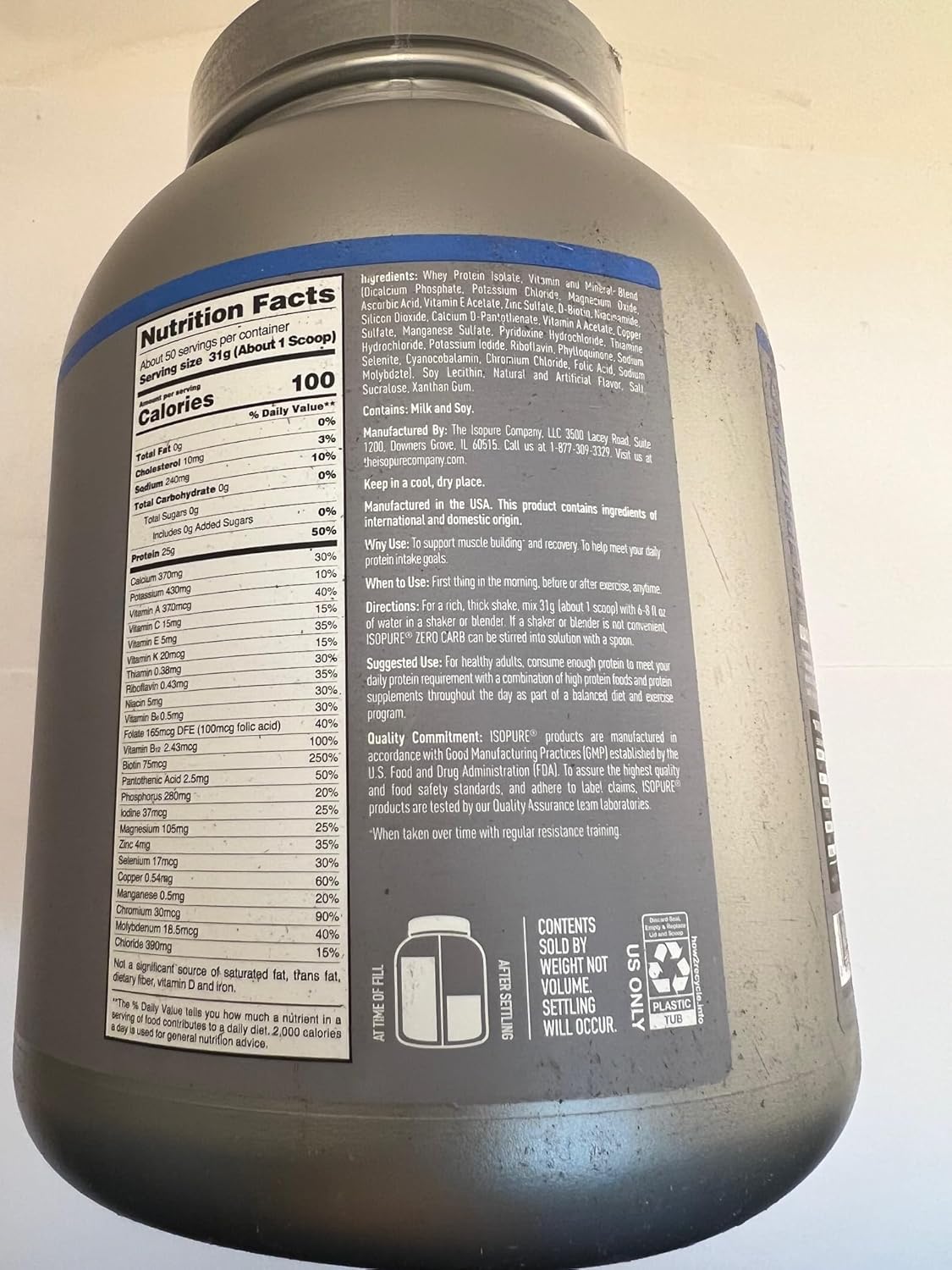 Vanilla Zero Carb 100% Whey Protein Isolate - High Quality Protein Powder