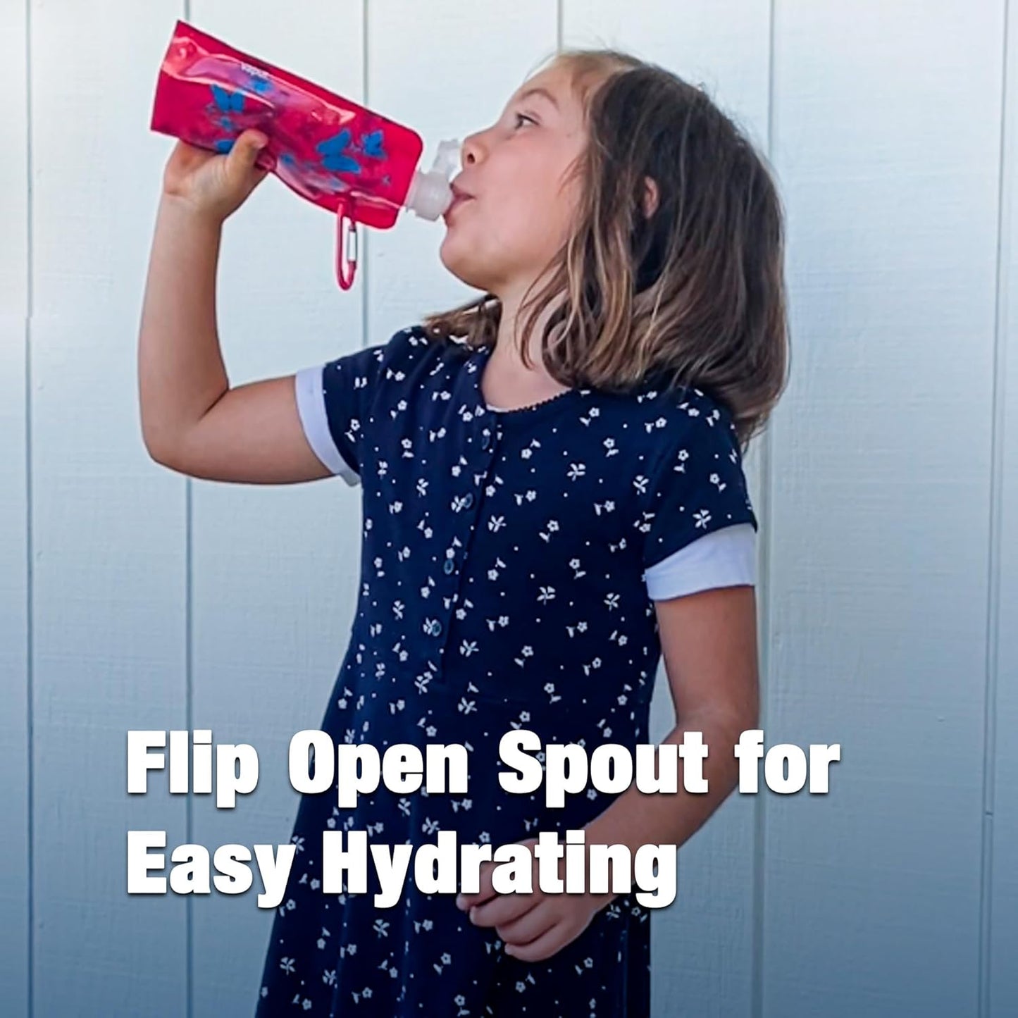 Vapur Kids Flexible Collapsible Anti-Bottle with Clip for Portable Hydration on-the-go