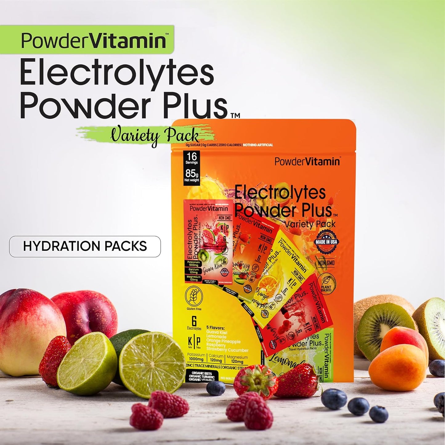 Variety Pack A Powder Electrolytes with Pink Himalayan Salt - Keto Friendly, Sugar Free, Non-GMO, Zero Calories - Hydration Packets with Potassium, Calcium, Magnesium
