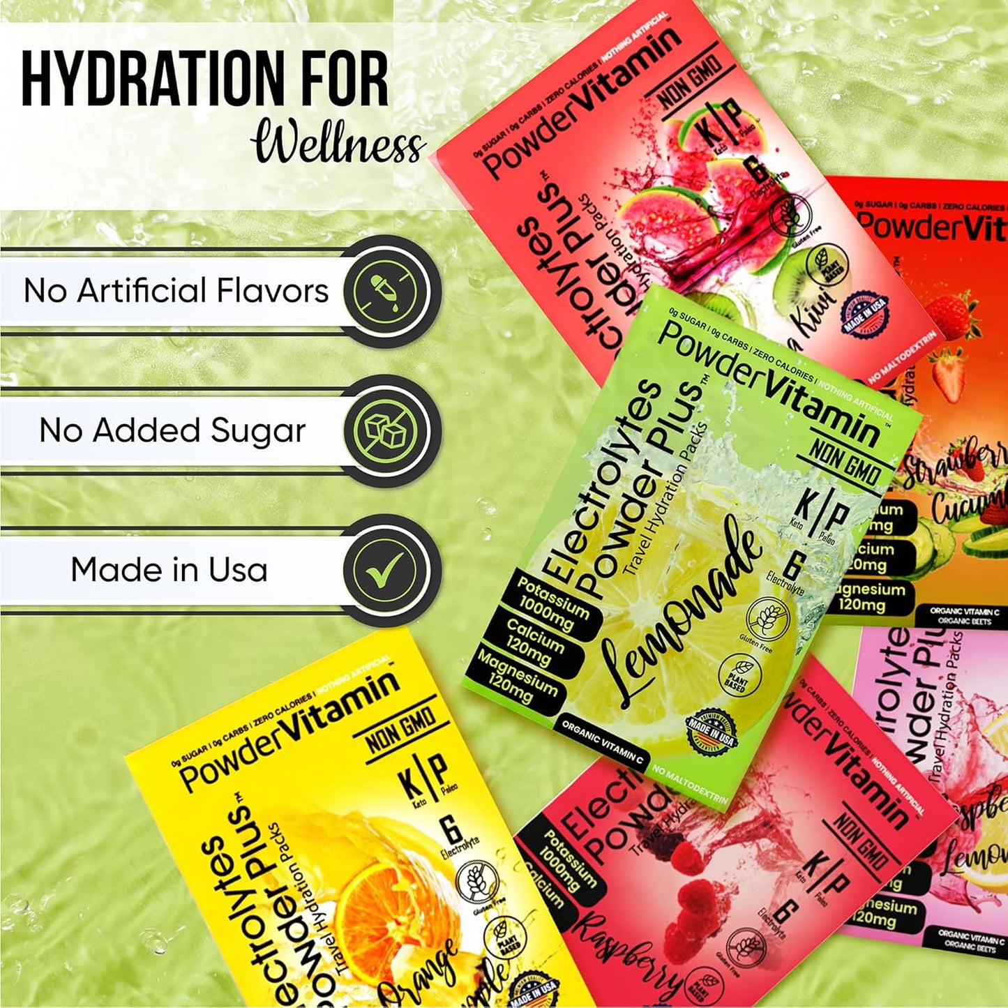 Variety Pack A Powder Electrolytes with Pink Himalayan Salt - Keto Friendly, Sugar Free, Non-GMO, Zero Calories - Hydration Packets with Potassium, Calcium, Magnesium