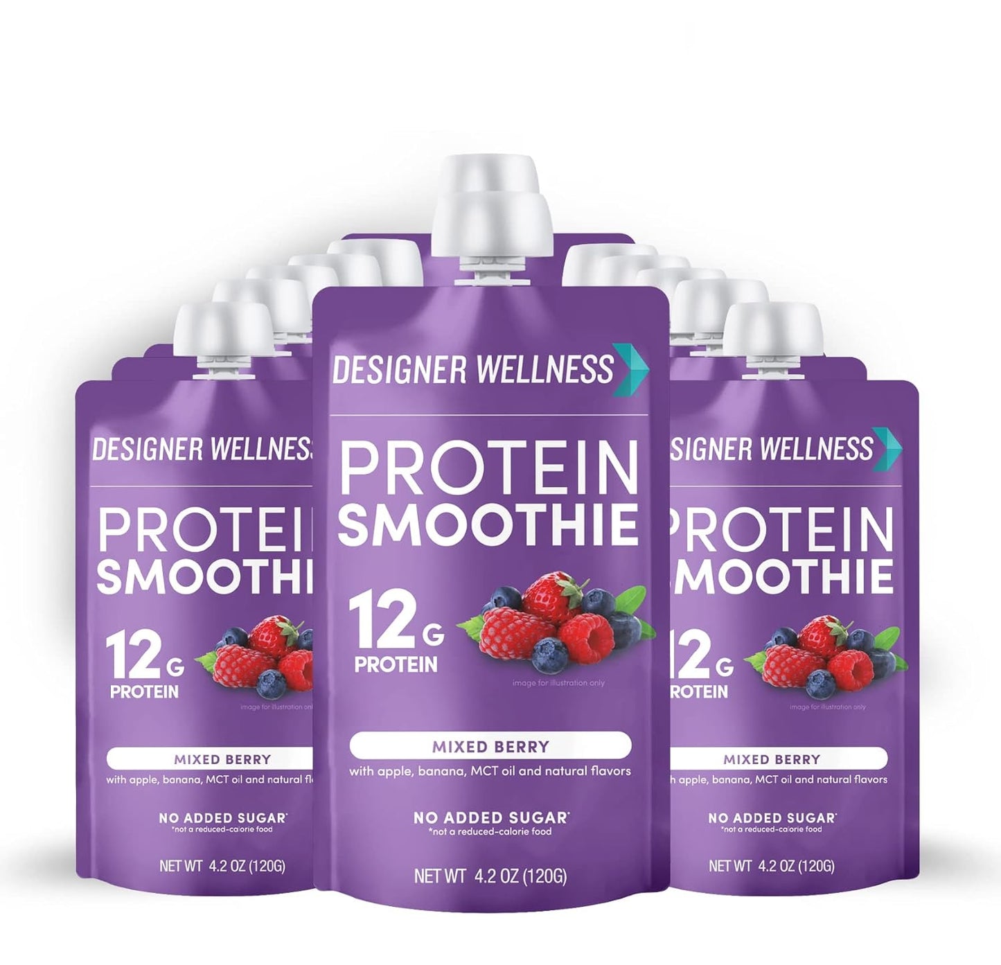 Variety Pack of Designer Wellness Protein Smoothies with Mixed Berry Flavors