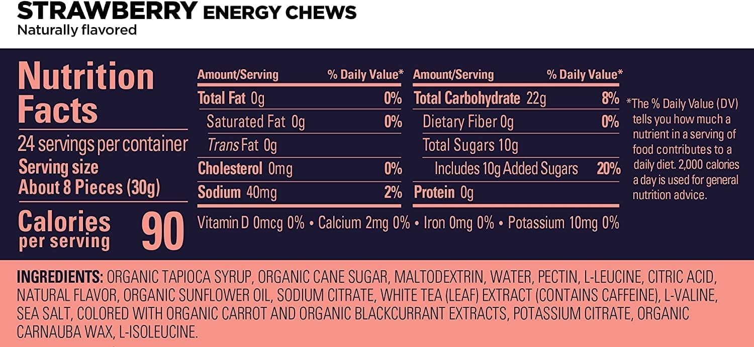 Variety Pack of Vegan Energy Chews with Electrolytes - Gluten-Free and Dairy-Free Energy Gummies for Workouts - 12 Bags (24 Servings)