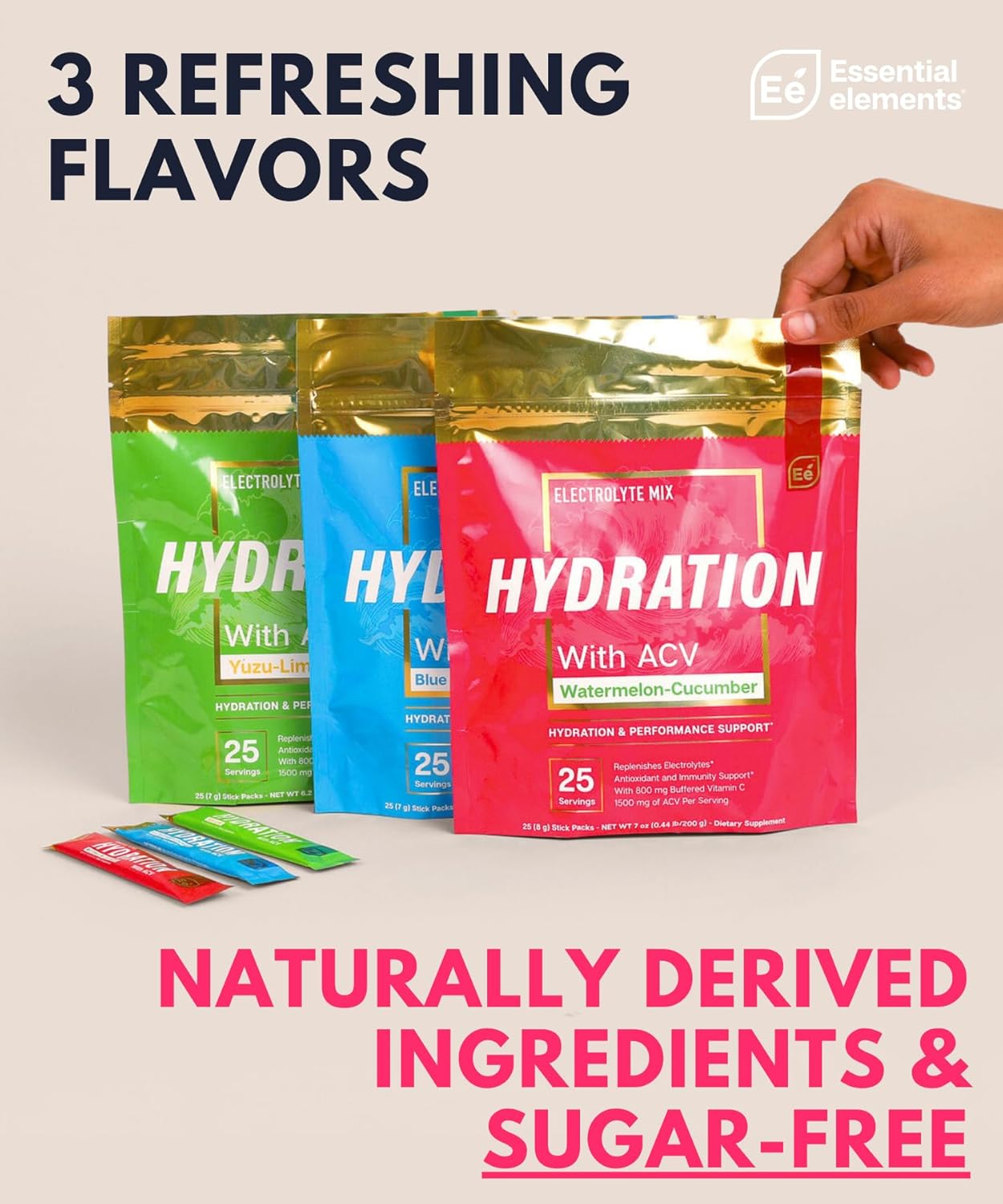 Variety Pack Sugar Free Electrolytes Powder Packets with ACV & Vitamin C - 15 Stick Packs for Hydration - BoostGo Australia