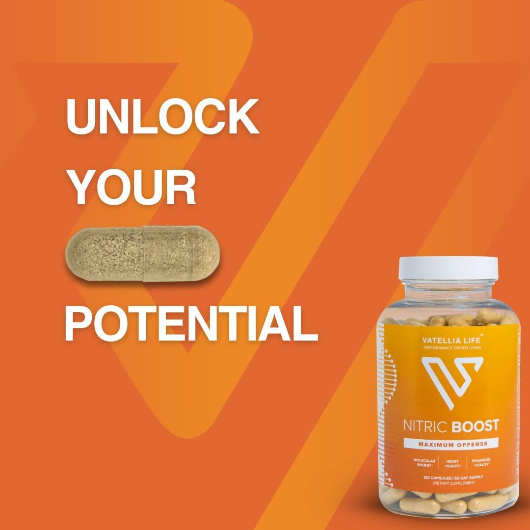 Vatellia Life Nitric Boost: Natural Nitric Oxide Supplement for Men - High Absorption Formula - Boost Blood Flow - 2 Month Supply