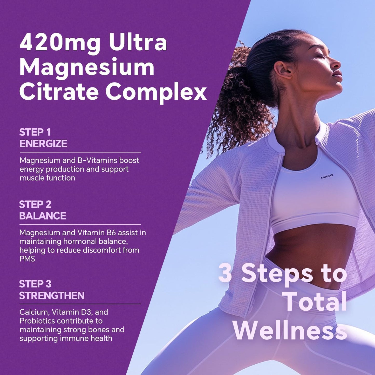 VEETAGYO Magnesium Citrate Gummies 420mg with Probiotics & Essential Nutrients - Supports Bone, Nerve, and Muscle Health - Vegan Formula - 60 Count