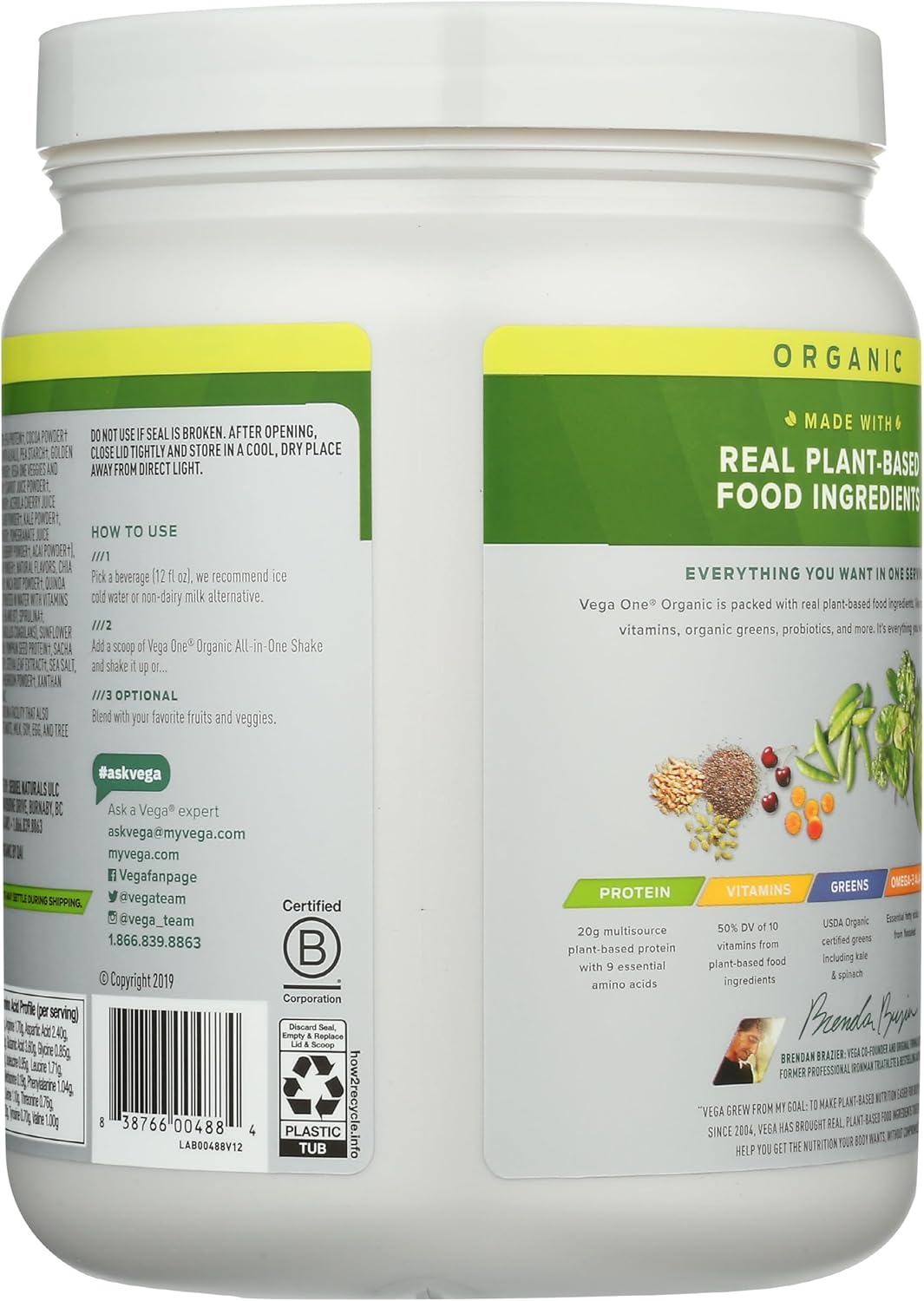 Vega Chocolate Organic All-in-One Vegan Protein Powder - Immunity Boosting Vitamins, Superfood Ingredients, Keto Friendly, 13.2 oz