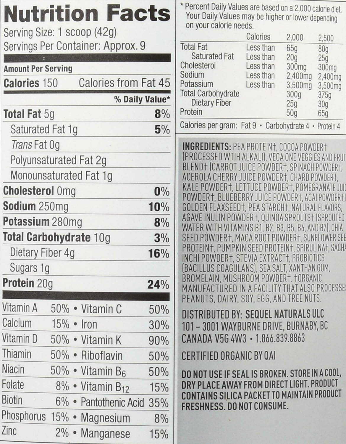 Vega Chocolate Organic All-in-One Vegan Protein Powder - Immunity Boosting Vitamins, Superfood Ingredients, Keto Friendly, 13.2 oz
