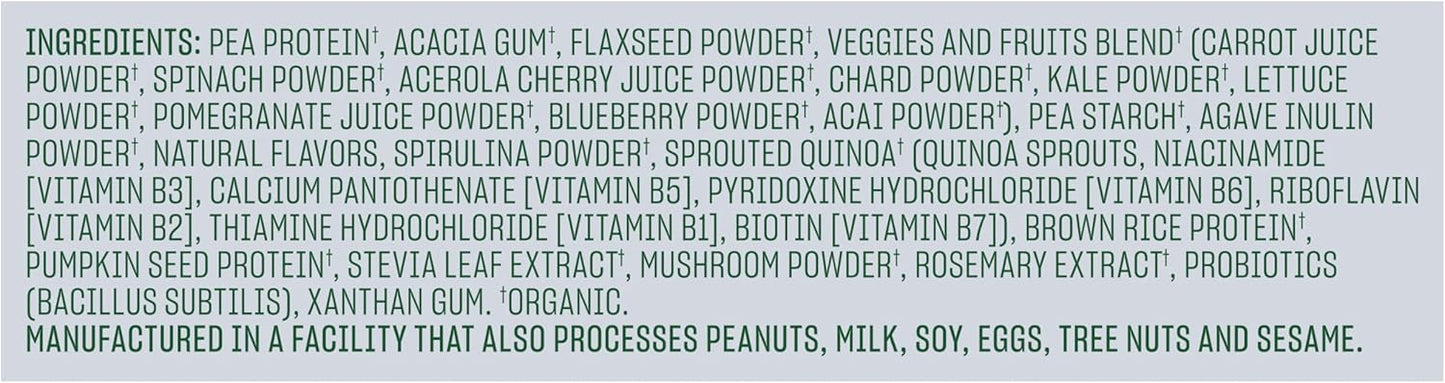 Vega French Vanilla Organic All-in-One Vegan Protein Powder with Superfoods & Vitamins, 3.1 lbs - Keto Friendly, Pea Protein for Women & Men