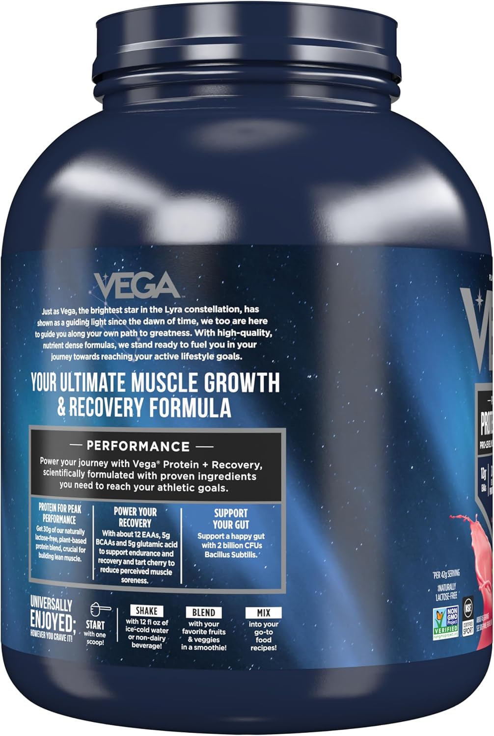 Vega Premium Sport Protein Berry Protein Powder - Vegan, Non-GMO, Gluten-Free Plant-Based Drink Mix - NSF Certified for Sport - 4lb 3 oz