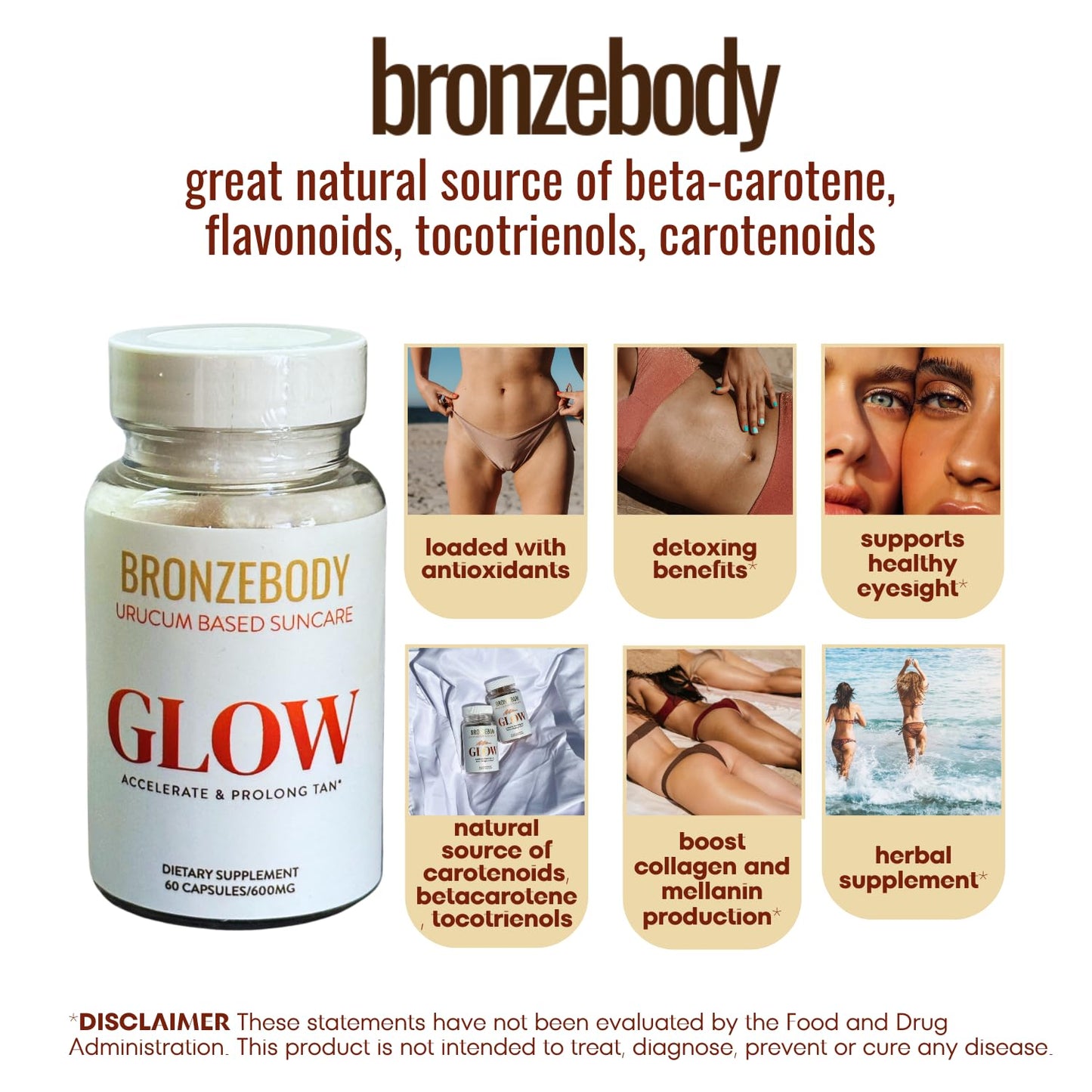 Vegan Accelerated Tanning Capsules with Antioxidants and Herbal Supplements