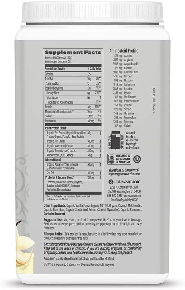 Vegan Active Protein Powder: Sunwarrior High Performance Plant-Based Recovery Drink for Athletes (Sugar-Free)