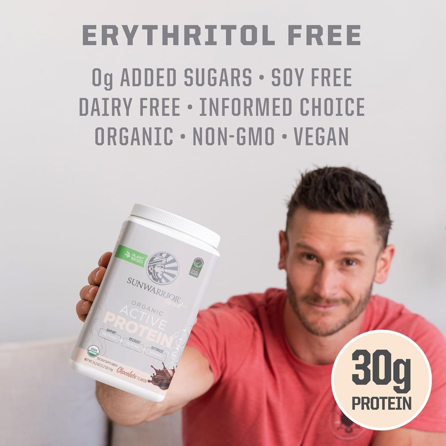 Vegan Active Protein Powder: Sunwarrior High Performance Plant-Based Recovery Drink for Athletes (Sugar-Free)