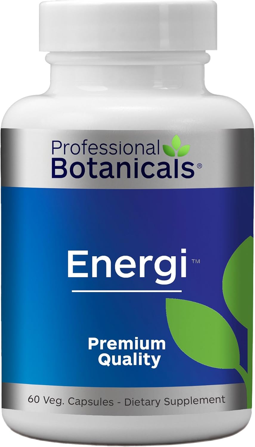 Vegan Adaptogen Boost Capsules for Mental Clarity, Energy, and Stress Support - 60 Vegetarian Professional Botanicals Energi