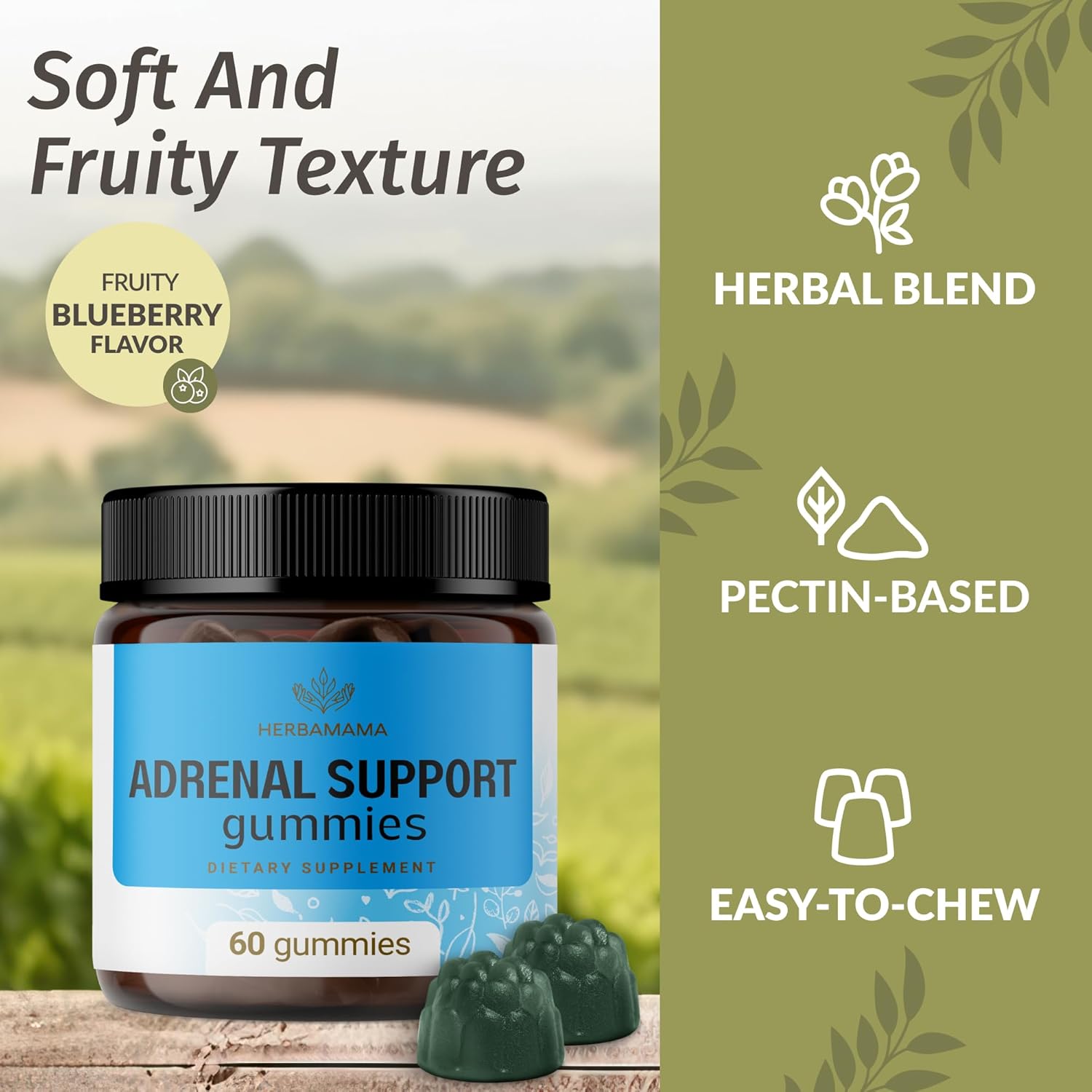 Vegan Adrenal Complex & Magnesium Citrate Gummies Bundle - Non-GMO, Gelatin-Free - 2 Pack by HERBAMAMA