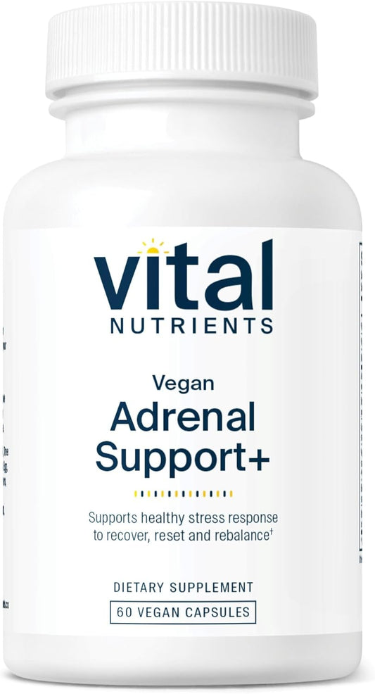 Vegan Adrenal Support Supplement for Healthy Stress Response - Gluten, Dairy & Soy Free - 60 Capsules