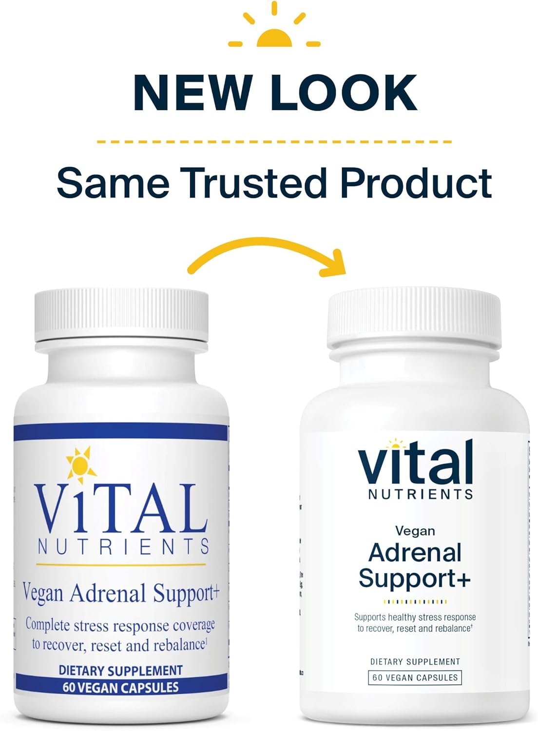 Vegan Adrenal Support Supplement for Healthy Stress Response - Gluten, Dairy & Soy Free - 60 Capsules