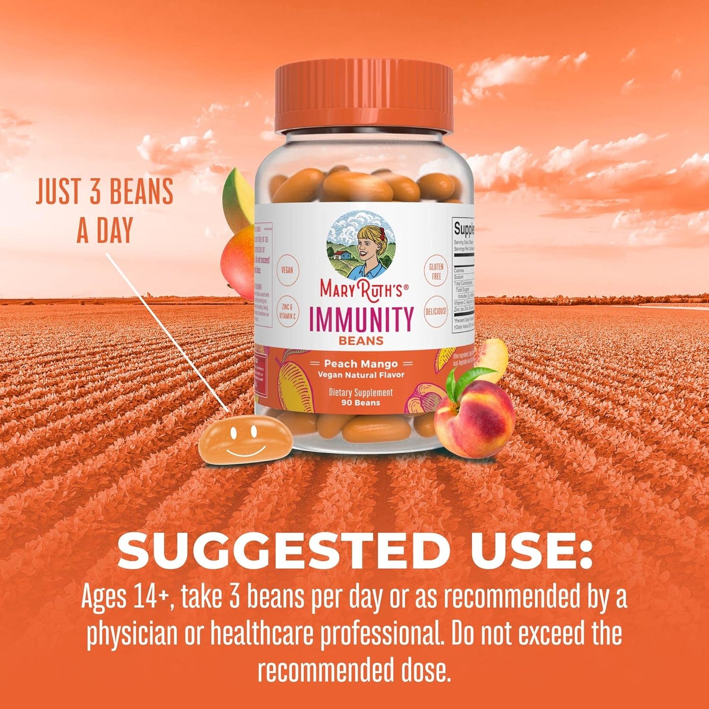 Vegan Adult Immunity Vitamins with Zinc & Vitamin C - 90 Count | Non-GMO, Gluten-Free Supplement for Ages 14+ by MaryRuth Organics