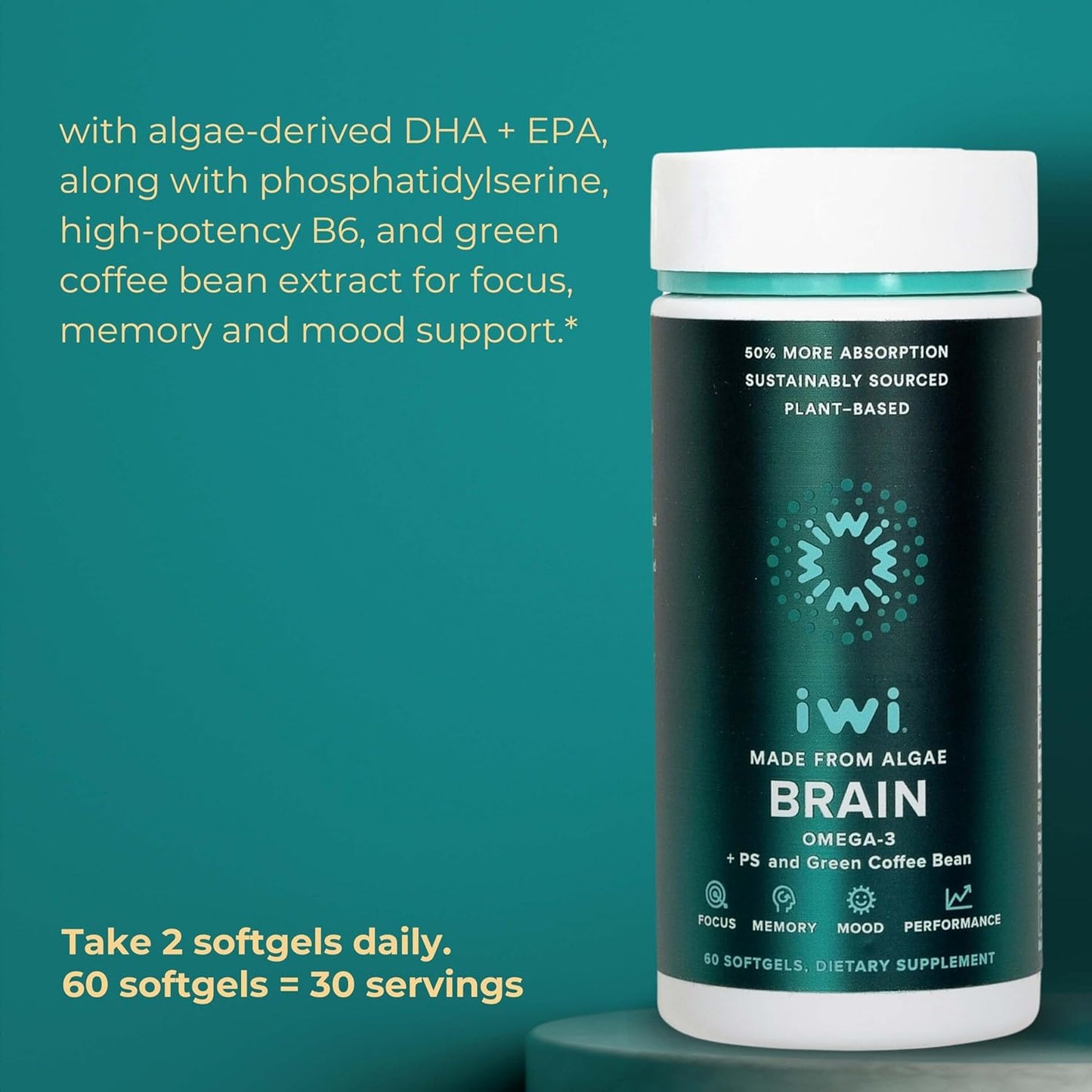 Vegan Algae Omega-3 Bundle - EPA + DHA, 30 Servings, Plant-Based Brain Health Supplement, Fish Oil Alternative, No Aftertaste