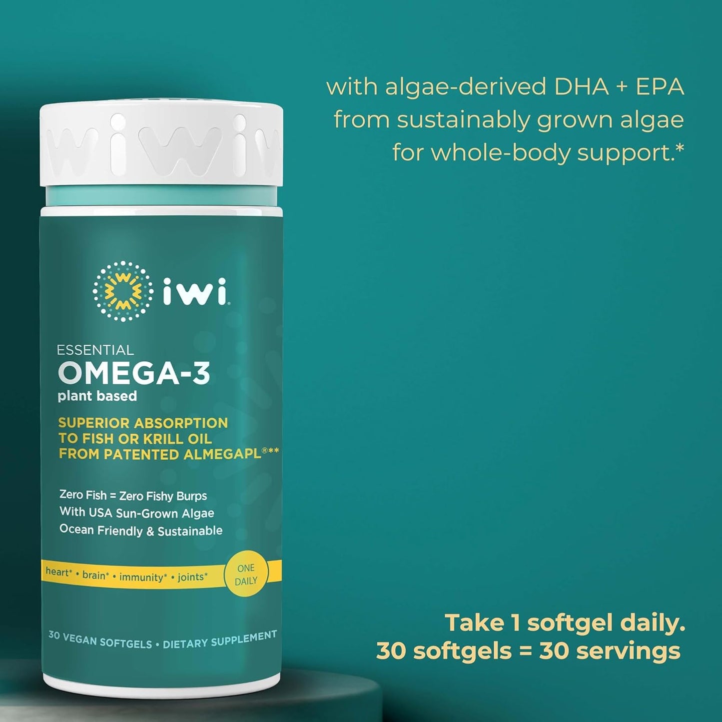 Vegan Algae Omega-3 Bundle, 30 Servings, Heart-Healthy Fish Oil Alternative, No Fishy Aftertaste