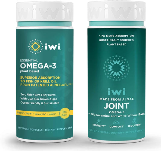 Vegan Algae Omega-3 Bundle, 30 Servings, Joint Support, Non-Fishy Alternative Omega-3 Supplement