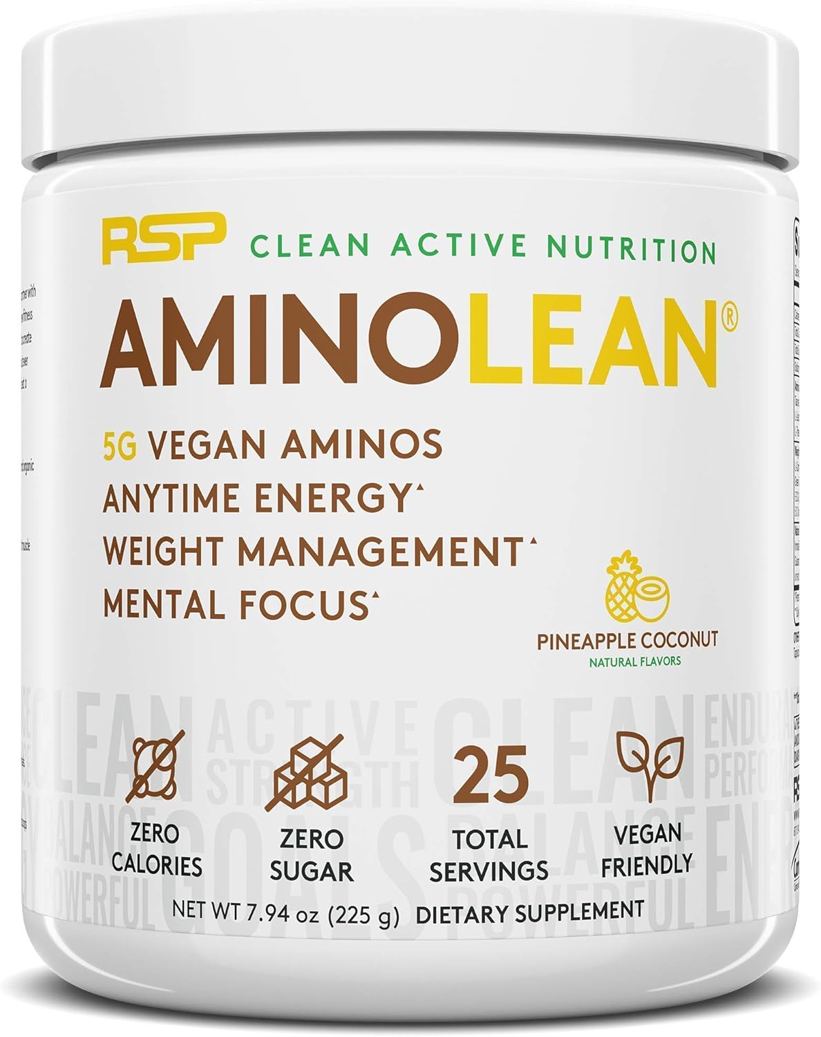 Vegan AminoLean Pre Workout Energy with TrueFit Protein Powder Bundle - Pineapple Coconut & Chocolate Flavor, 25 Servings & 2 LB