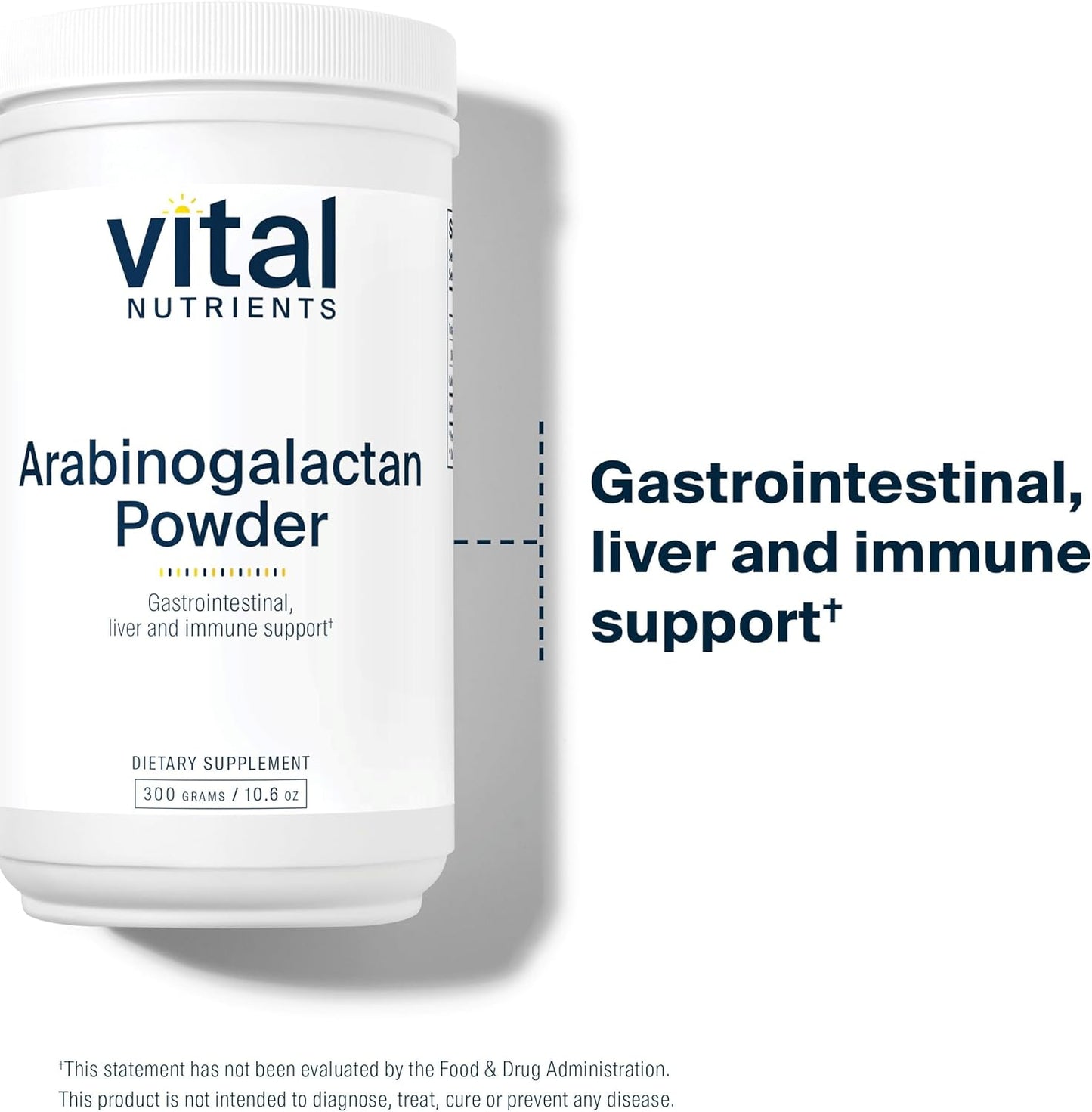 Vegan Arabinogalactan Powder for Gut Health, Liver, Immune Support | Non-GMO Fiber Supplement | Gluten, Dairy, Soy Free | 300g
