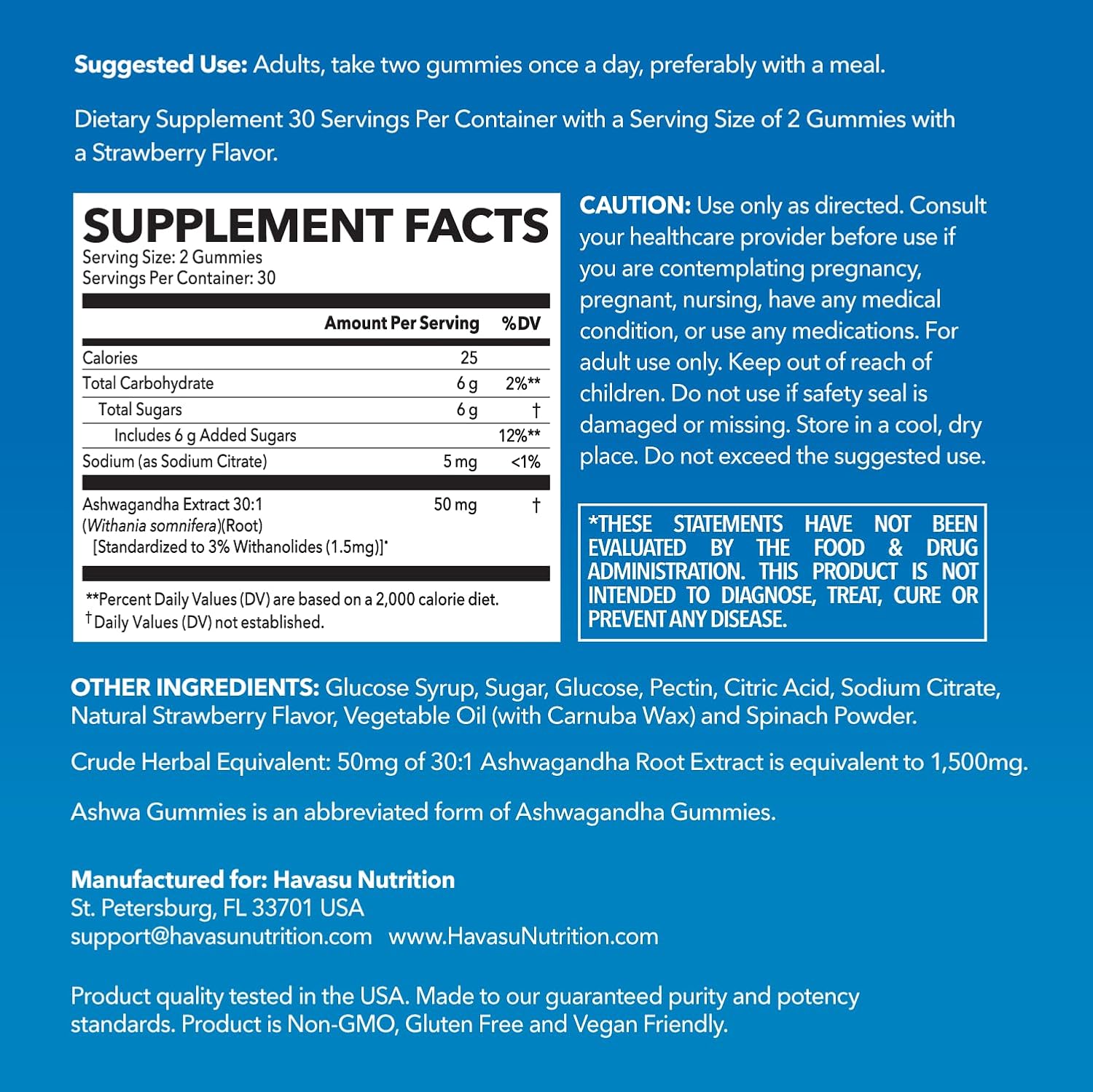 Vegan Ashwagandha Gummies for Stress & Mood Support - Non-GMO Supplement for Calm & Relaxation - 1-Month Supply, Strawberry Flavor