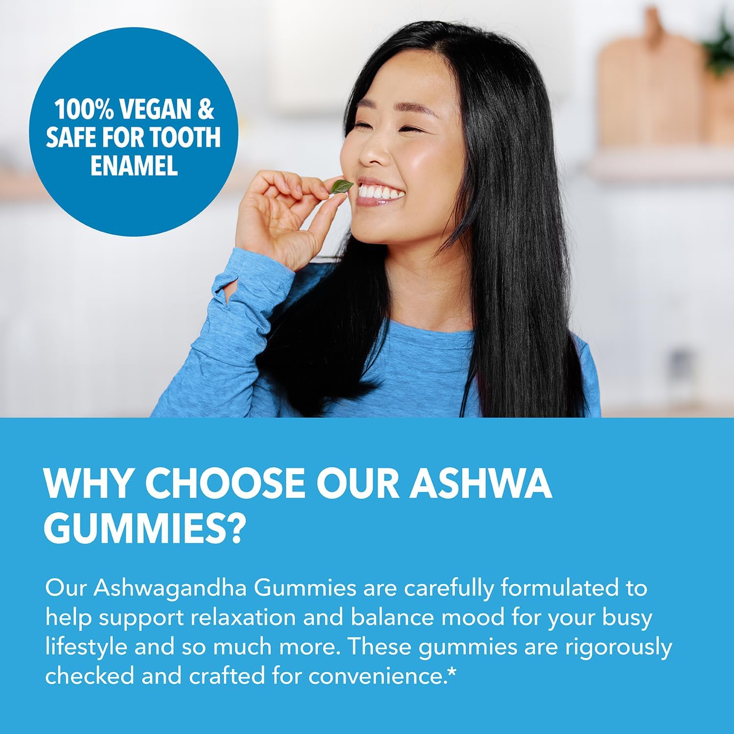 Vegan Ashwagandha Gummies for Stress & Mood Support - Non-GMO Supplement for Calm & Relaxation - 1-Month Supply, Strawberry Flavor