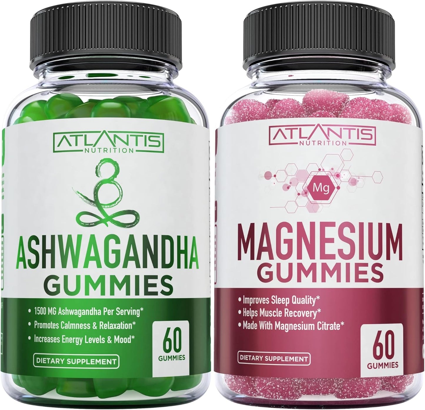 Vegan Ashwagandha & Magnesium Gummies for Better Sleep and Body Functionality - Boost Mood and Energy, Aid Muscle Recovery and Cramp Relief