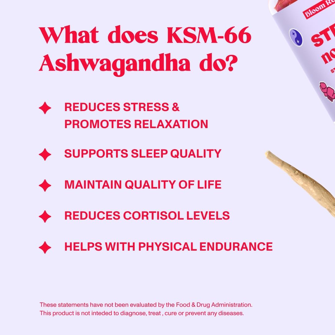 Vegan Ashwagandha Stress Relief Gummies with Lemon Balm Extract - Calm Gummies with KSM-66 - Relaxation Supplement (60 count)