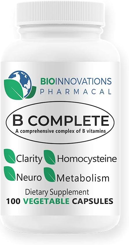 Vegan B Complete with Folate, B Vitamins, and Choline Bitartrate for Energy and Brain Clarity - 100 Capsules