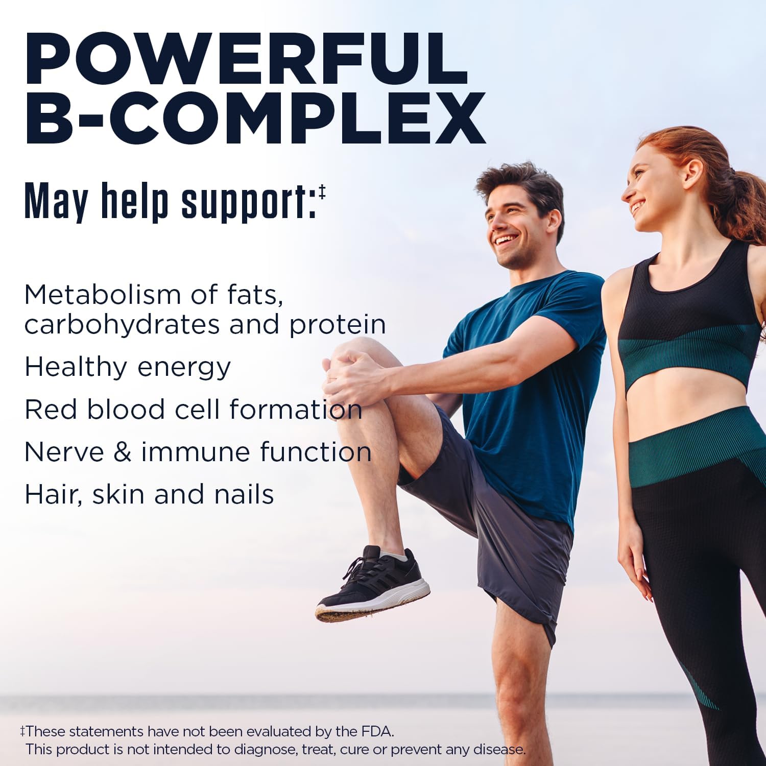 Vegan B Complex Vitamins for Energy, Metabolism & Immune Support - 50 Tablets, Vitamin B12, B6, Folic Acid - 50 Servings