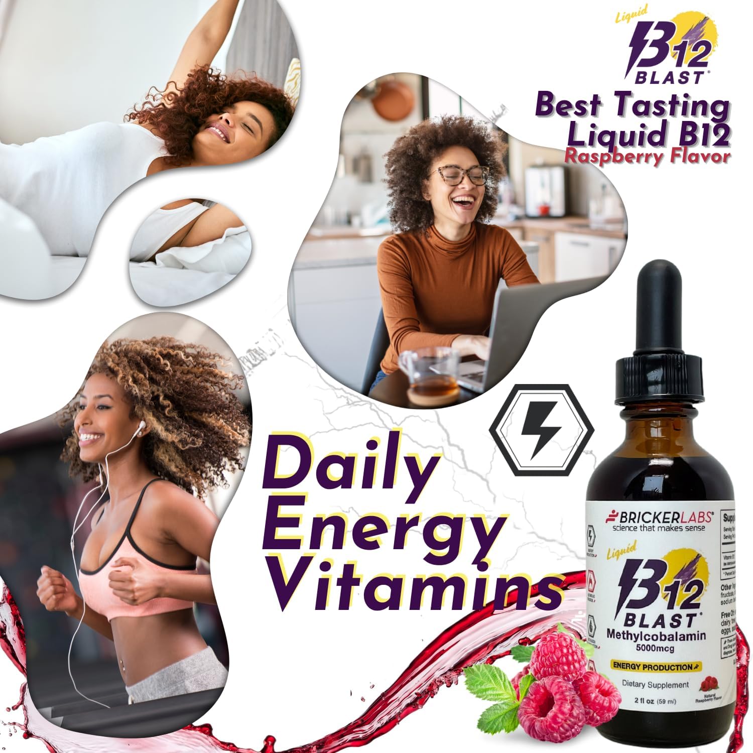 Vegan B12 Blast Methylcobalamin Liquid Energy Vitamins - 5000mcg, Sustained Energy Supplement - 59-Day Supply