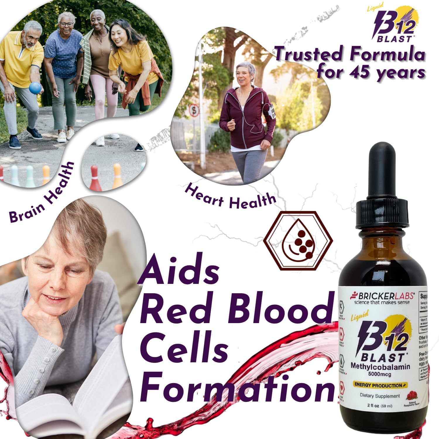 Vegan B12 Blast Methylcobalamin Liquid Energy Vitamins - 5000mcg, Sustained Energy Supplement - 59-Day Supply