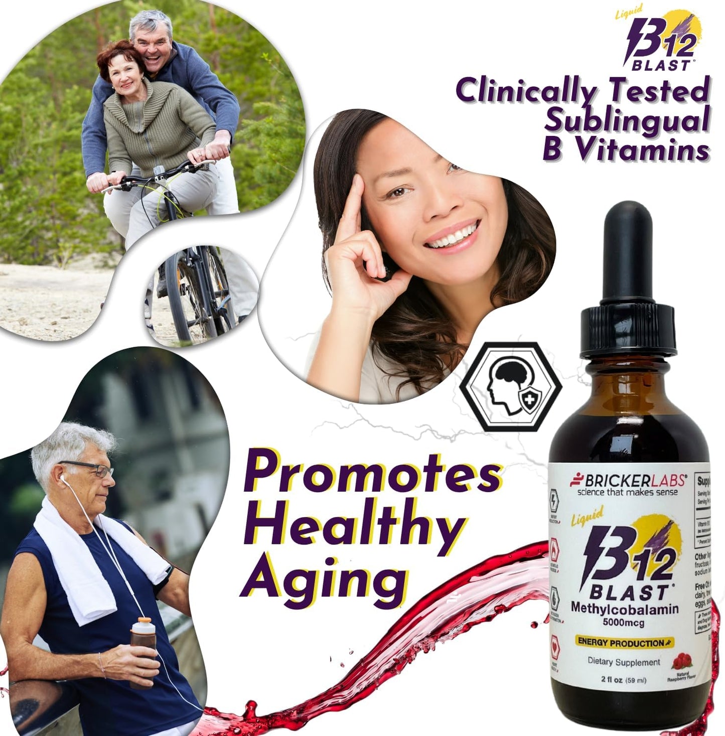 Vegan B12 Blast Methylcobalamin Liquid Energy Vitamins - 5000mcg, Sustained Energy Supplement - 59-Day Supply