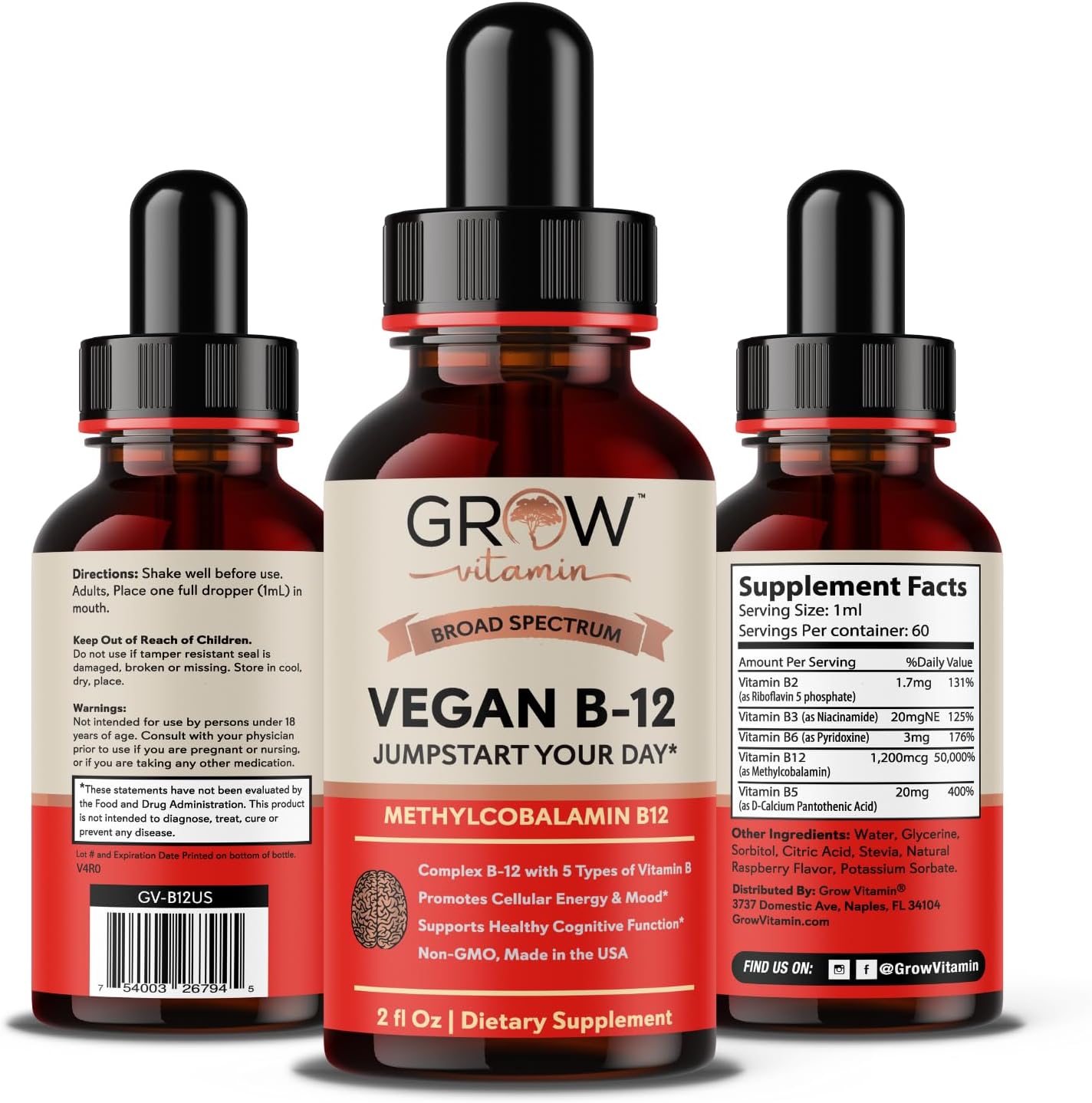 Vegan B12 Complex Liquid Drops - Premium Methylcobalamin Supplement for Hair, Skin, Nails, Energy, Immune System & Mental Focus