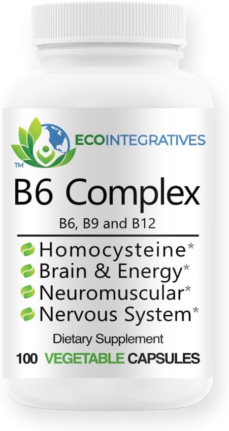 Vegan B6 Complex with B9, B12 Supports Cardiovascular & Bone Health - 100 Capsules