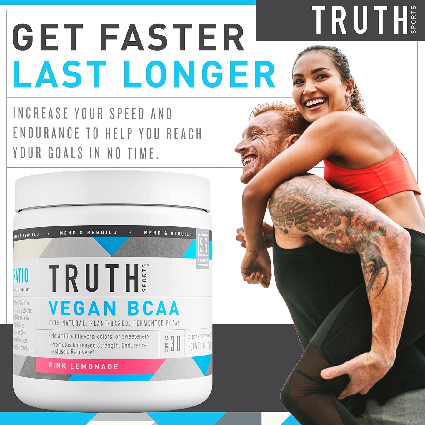Vegan BCAA & Natural Preworkout Stack for Athletes - Pink Lemonade BCAA + Orange Tangerine Preworkout by Truth Nutrition
