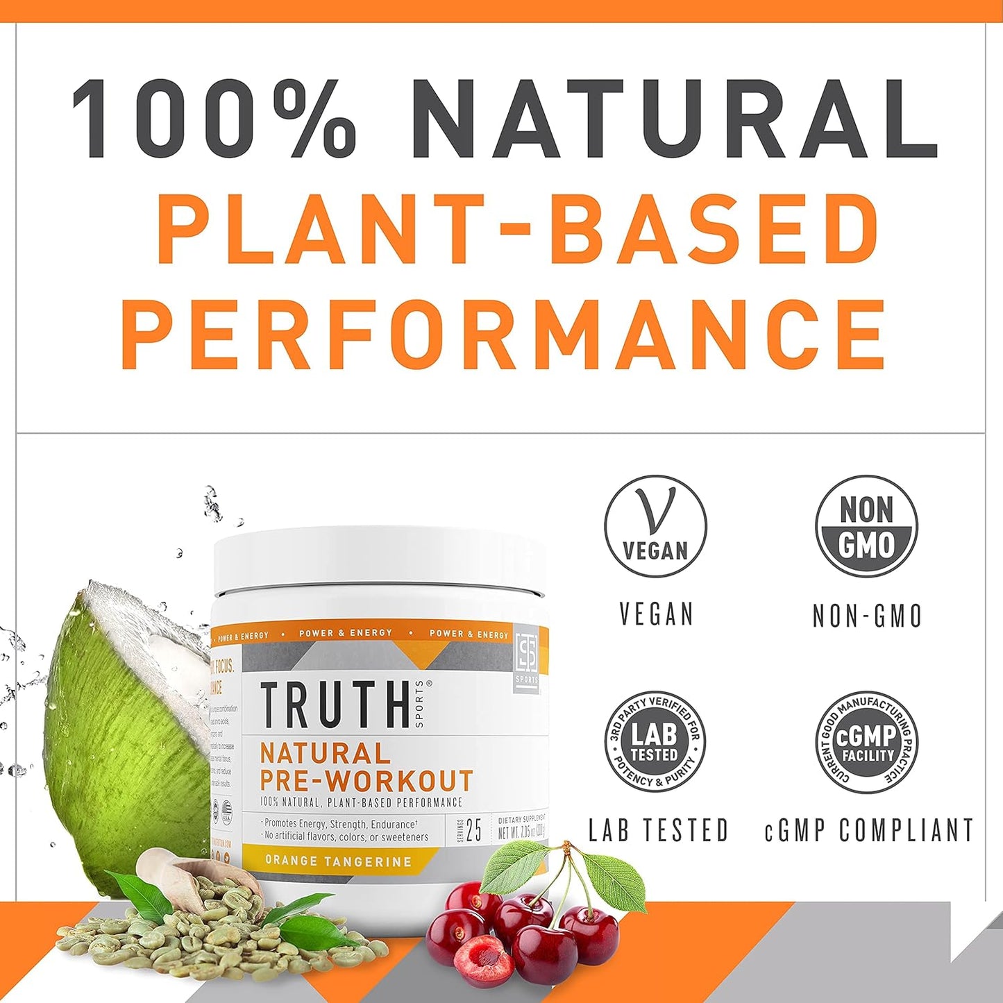 Vegan BCAA & Natural Preworkout Stack for Athletes - Pink Lemonade BCAA + Orange Tangerine Preworkout by Truth Nutrition