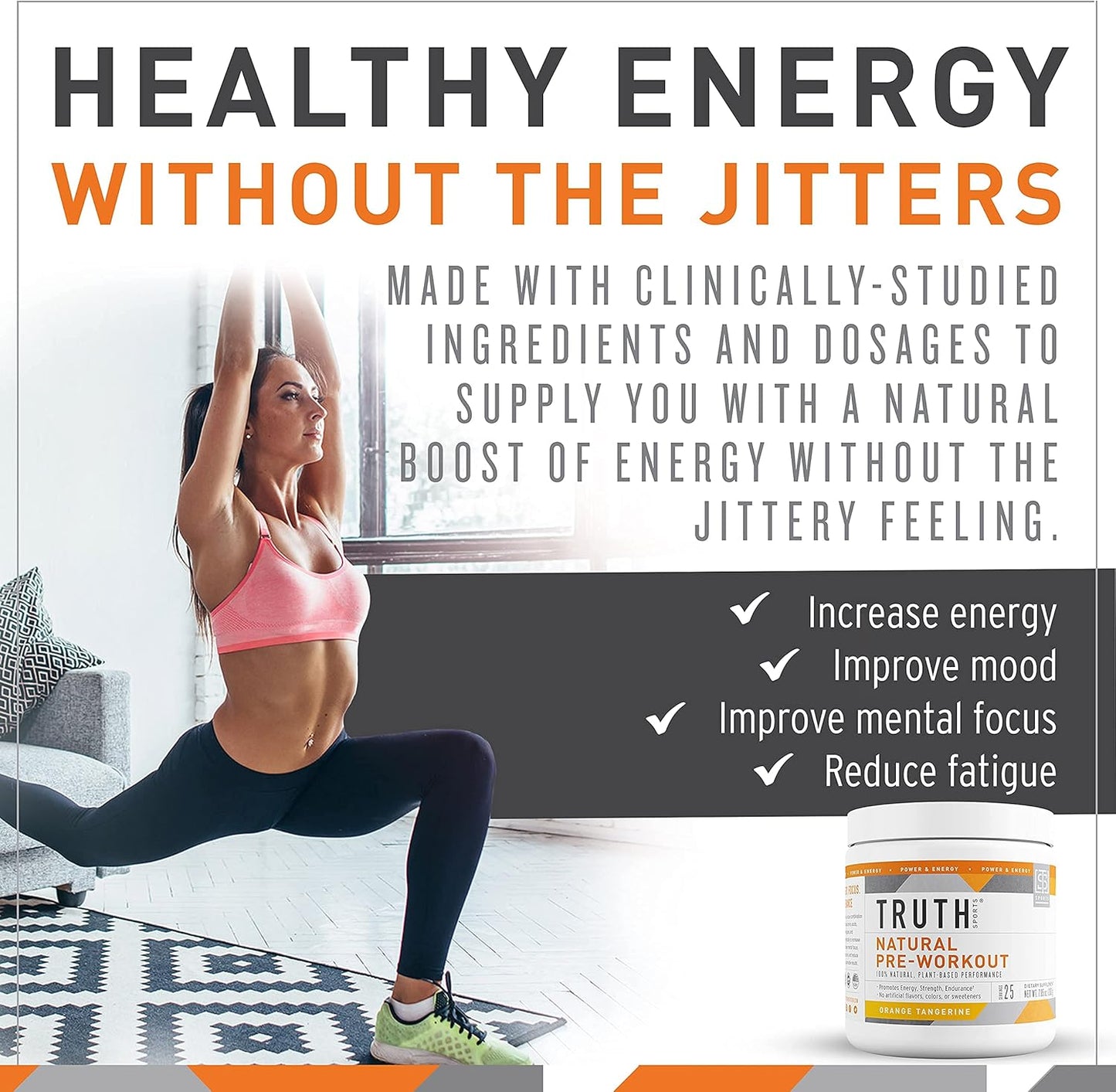 Vegan BCAA & Natural Preworkout Stack for Athletes - Pink Lemonade BCAA + Orange Tangerine Preworkout by Truth Nutrition