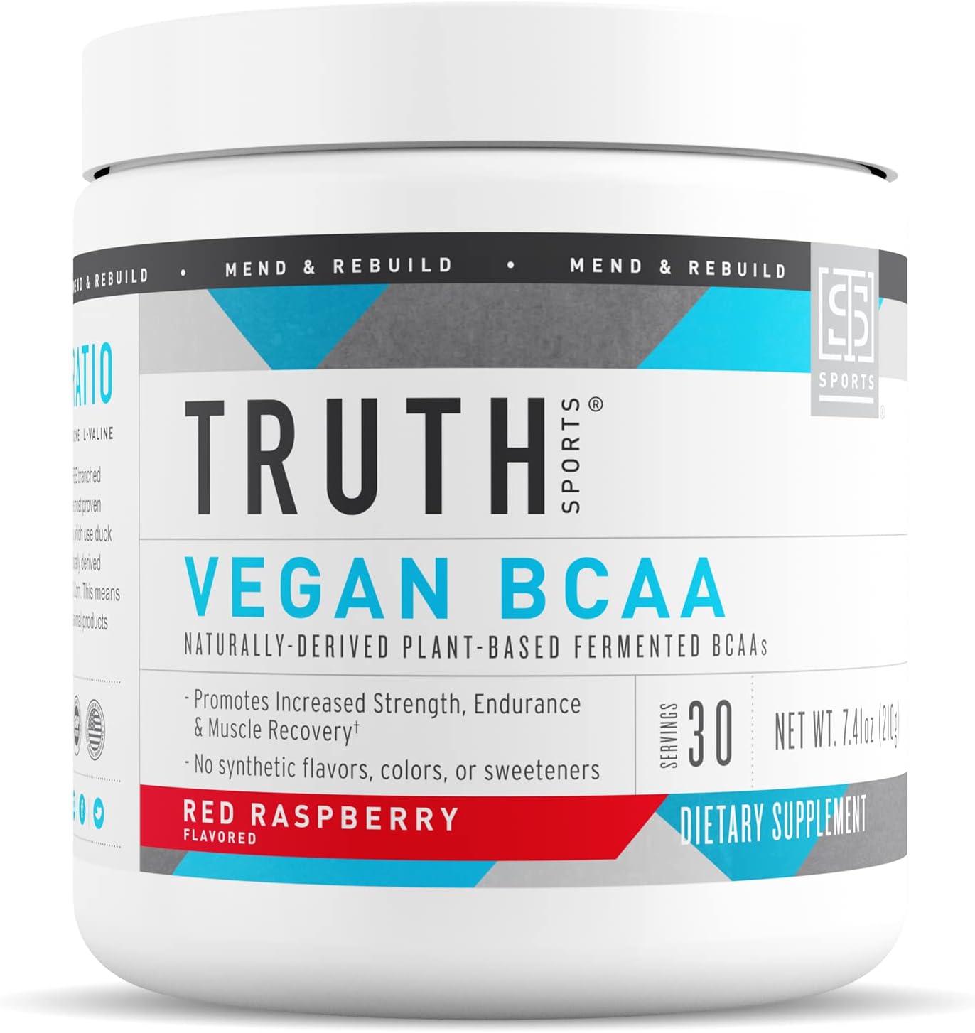 Vegan BCAA Powder with Natural Amino Acids for Energy and Recovery - Red Raspberry Flavor, 30 Servings