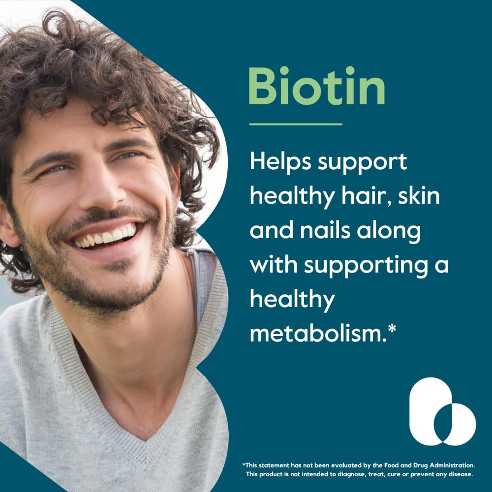 Vegan Biotin 10,000mcg Supplement (240 Capsules) - Non GMO, Gluten Free, No Artificial Ingredients