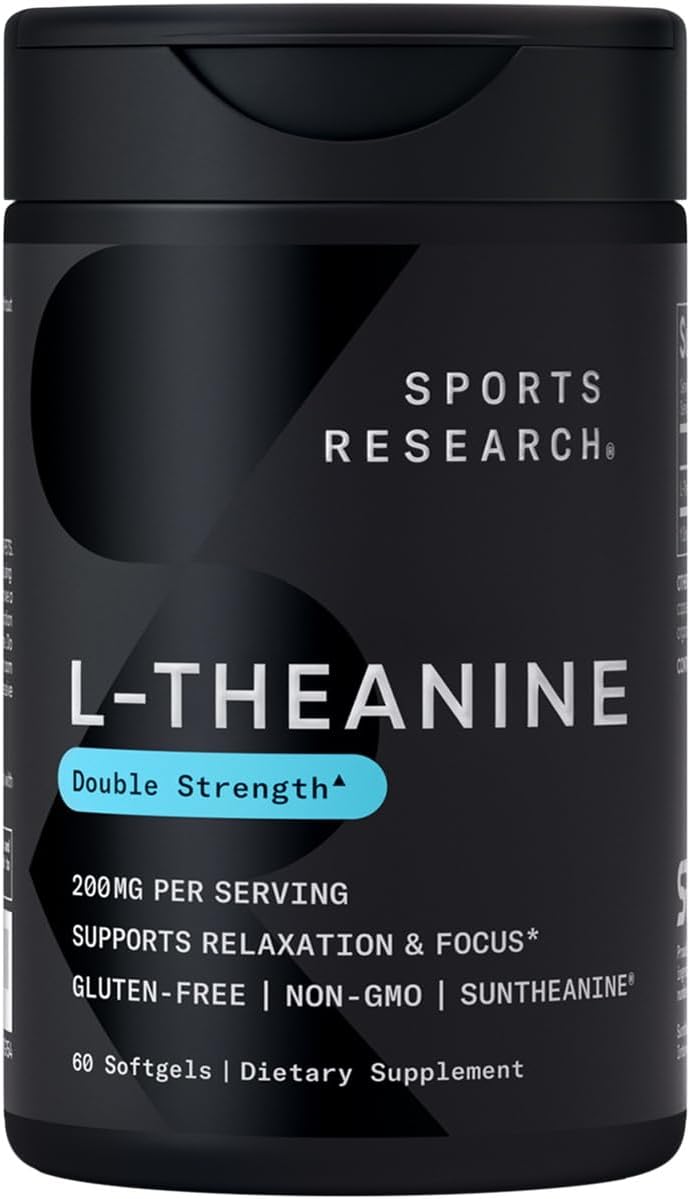 Vegan Biotin 10,000mcg with Coconut Oil Softgels & L-Theanine Supplement 200mg for Focus & Relaxation - 4 Month Supply