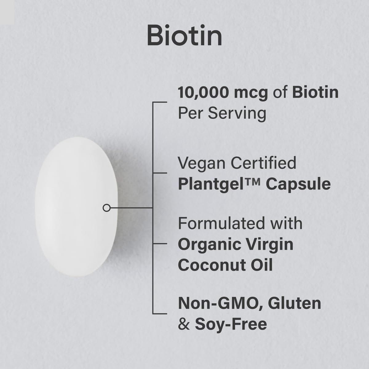 Vegan Biotin 10,000mcg with Coconut Oil Softgels & L-Theanine Supplement 200mg for Focus & Relaxation - 4 Month Supply