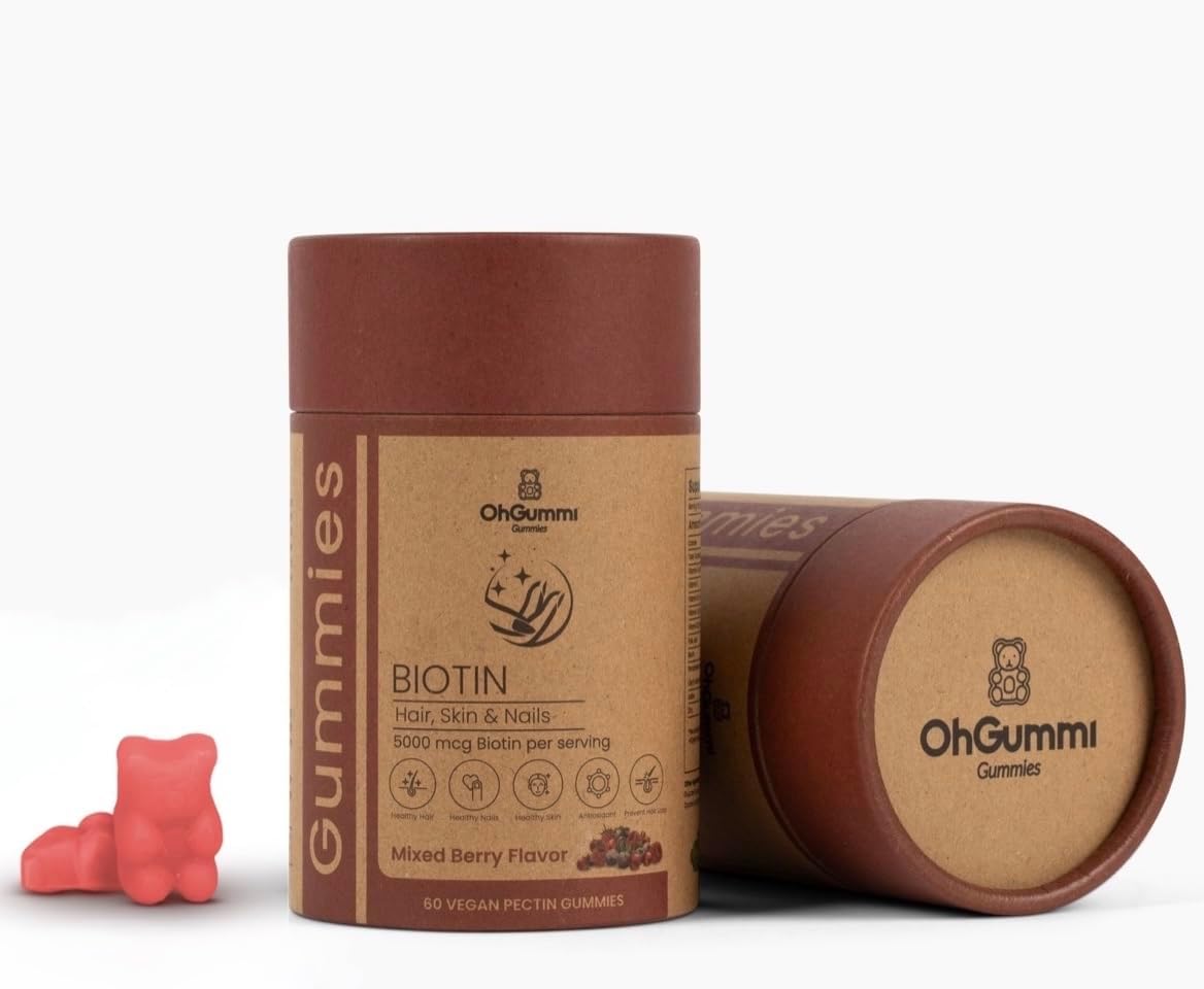 Vegan Biotin 5000mcg Gummies with Vitamins A, B12, C, D3, E, and Folic Acid