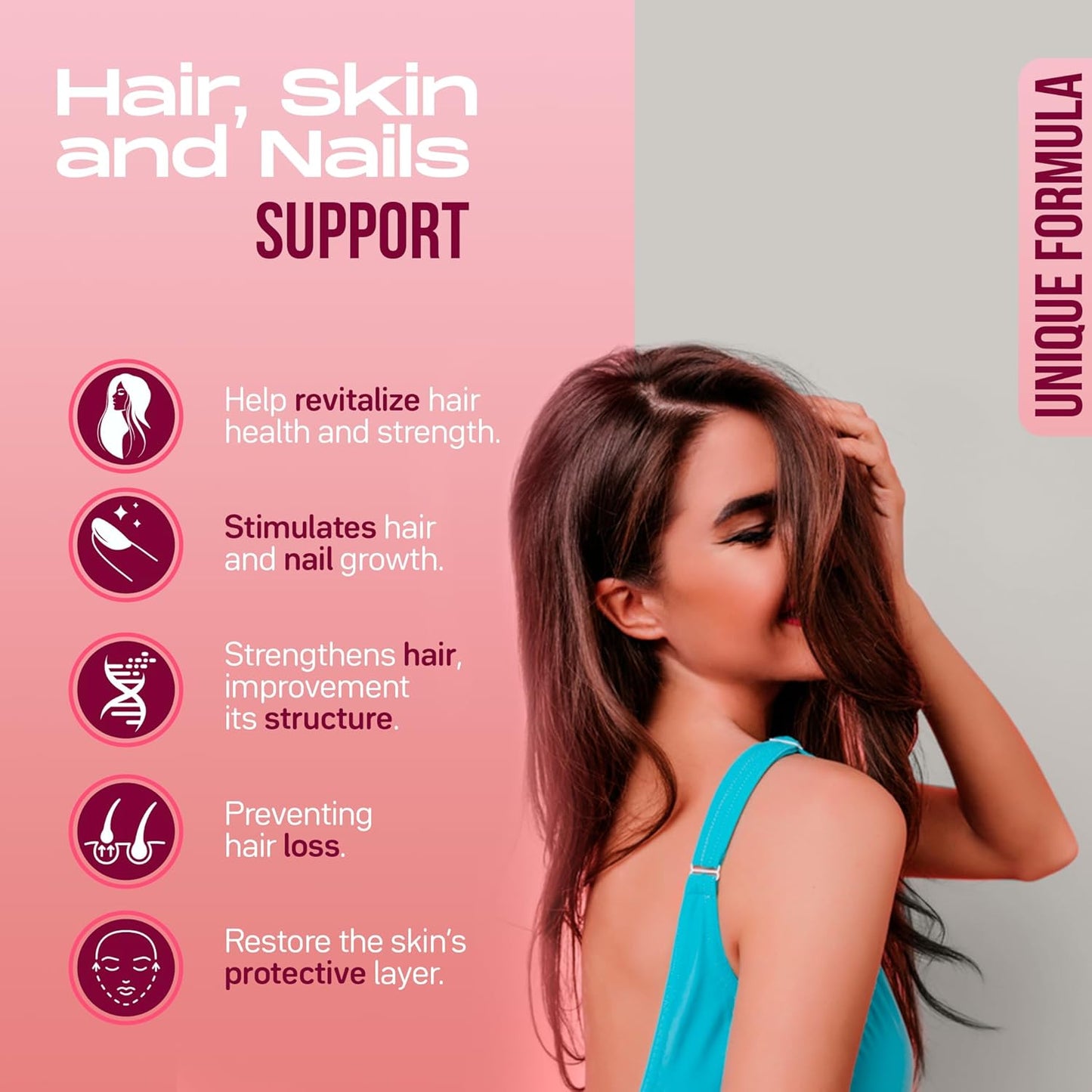 Vegan Biotin 5000mcg with Collagen and Keratin - Hair Growth Support Supplement for Women & Men - Skin and Nails Vitamins with OptiMSM, Vitamin E, C, D3, B12, Zinc - Gluten Free - 60 Capsules