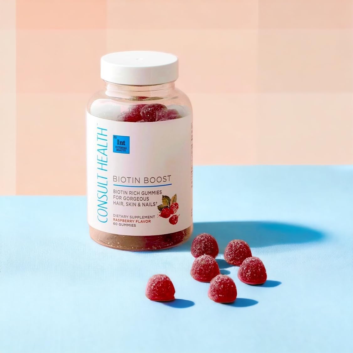 Vegan Biotin Boost Gummies 10,000mcg for Hair, Skin & Nails - Dietary Supplement for Faster Growth - Raspberry Flavor - 60 Count