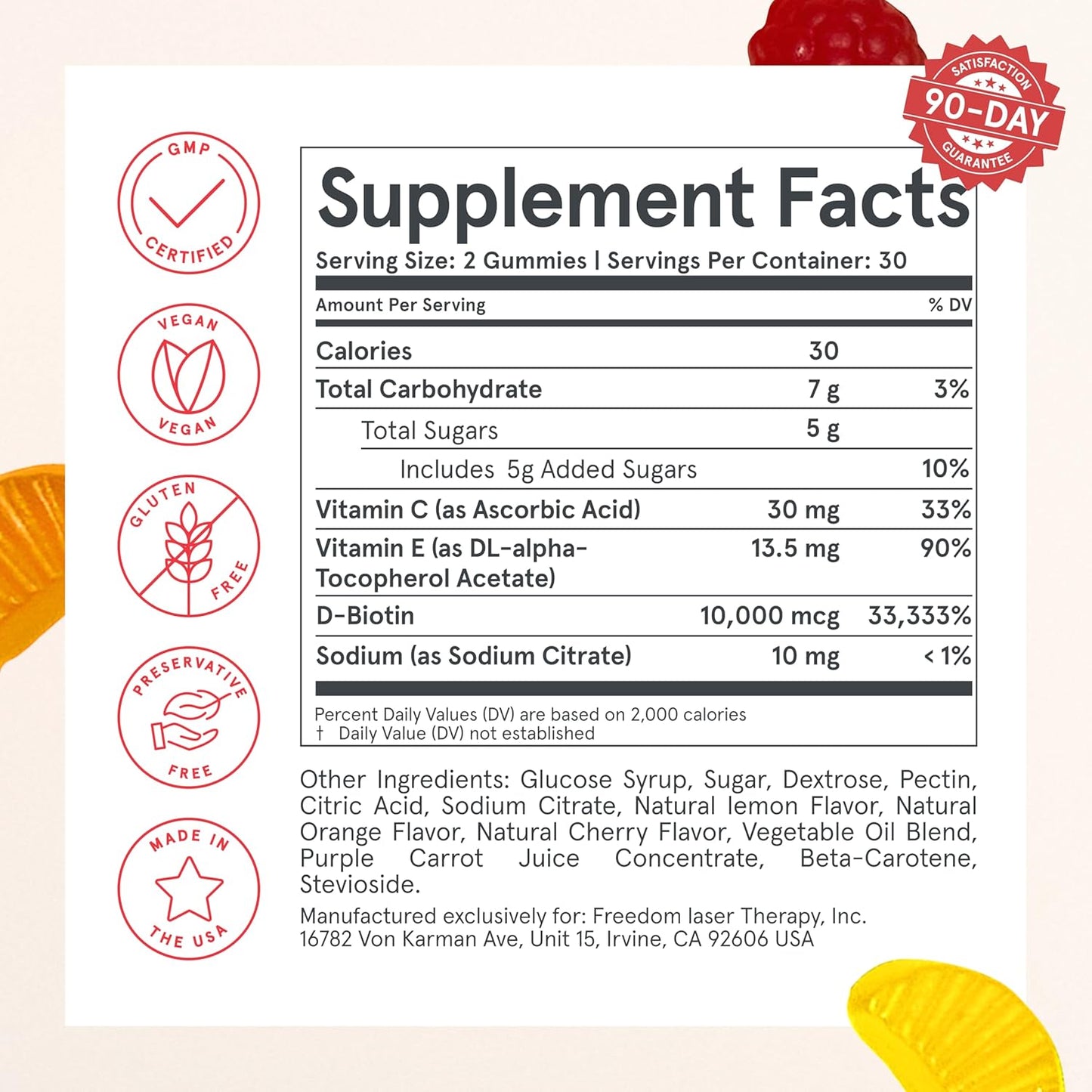 Vegan Biotin Gummies for Hair Growth - iRestore Hair Gummy Vitamins 10,000mcg (3PK) for Men & Women