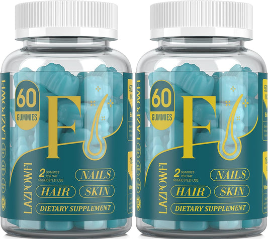 Vegan Biotin Gummies for Hair, Skin, & Nails - Men & Women Hair Growth Support - Blueberry Flavor, 120 Gummies