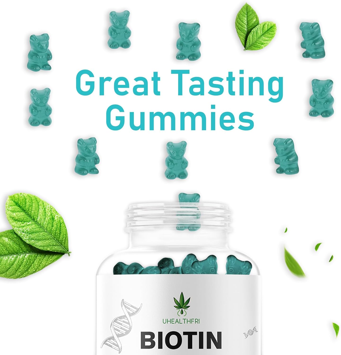 Vegan Biotin Gummies for Healthy Hair, Skin, and Nails - Women & Men's Biotin Vitamins - Uhealthfri Hair Support Gummies